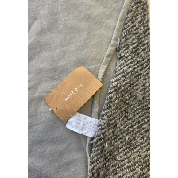 West Elm Boucle Pillow Cover 18x18 NWT Gray Wool Blnd Modern Neutral Cotton Back - Picture 9 of 9